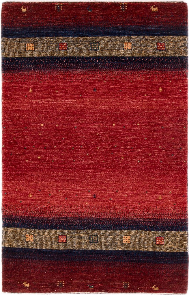 Loribaft Tappeto 90x130 Rosso (Iran) Annodato A Mano