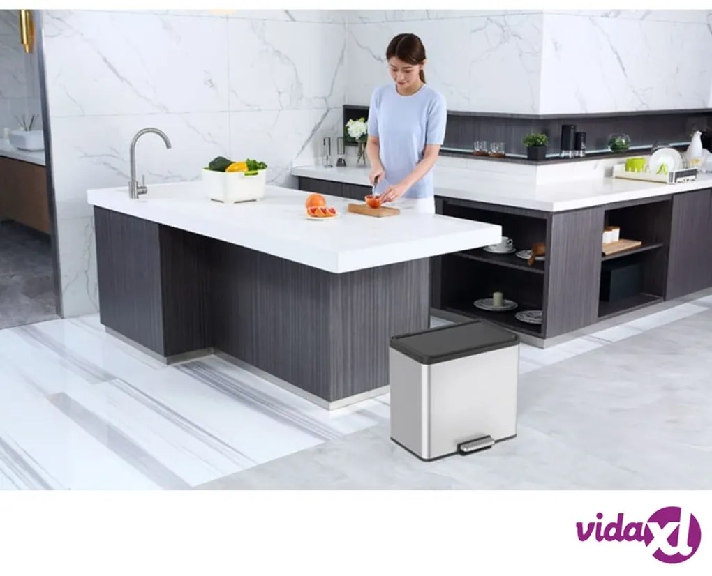 EKO Pattumiera a Pedale Essential 3x9 L Argento Opaco
