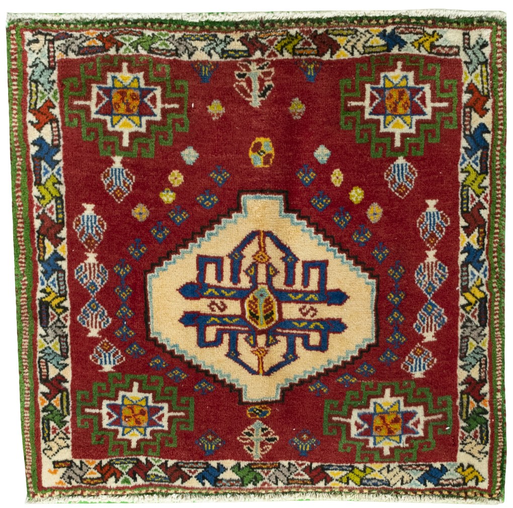 Shiraz Tappeto 60x60 Rosso (Iran) Annodato A Mano