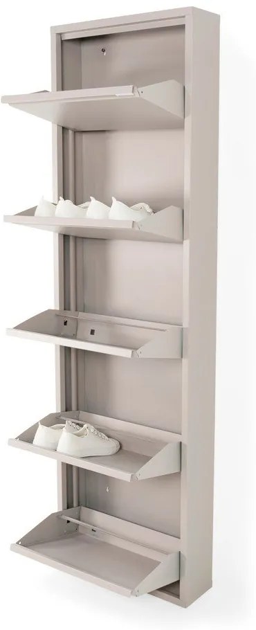 Scarpiera grigio tortora in metallo con ante ribaltabili 50x169x15 cm Billy – Spinder Design