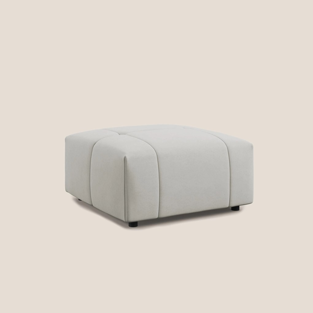 Giotto pouf in morbida microfibra effetto velluto impermeabile idrorepellente T09 panna