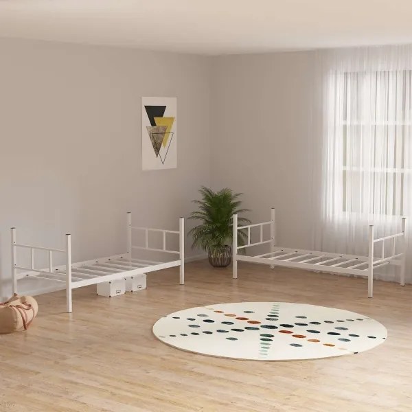 Letto a castello in metallo MAVEN 90x200 cm, bianco, portata 2 x 100 kg