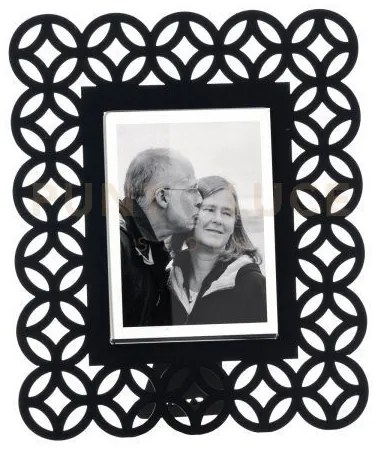 Portafoto di design zen piccolo nero in ferro e polimetilmetacrilat...