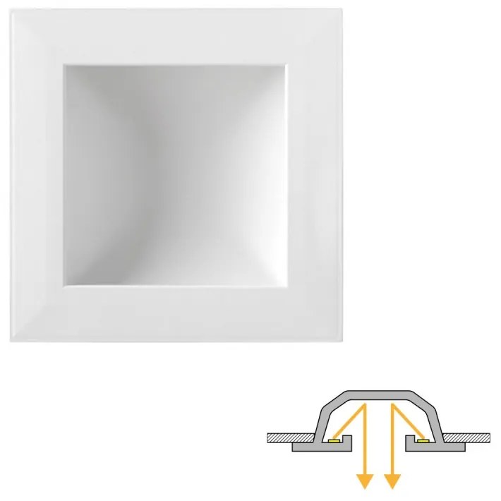 Faro LED da incasso Luce INDIRETTA 12W Quadrato Foro da 127x127mm a 137x137mm Colore  Bianco Caldo 2.700K