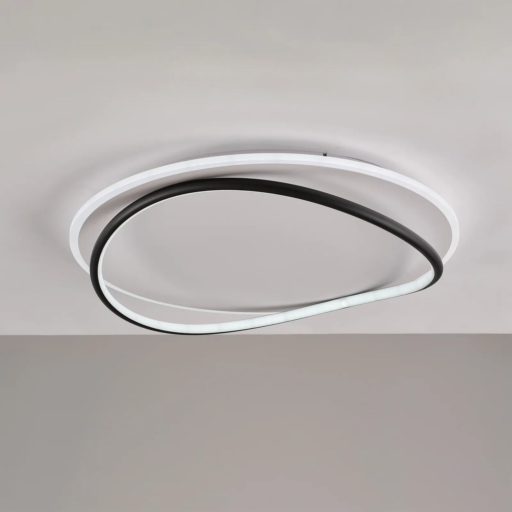 Plafoniera Moderna Cairns Plastica Nero Bianco Led 30W Dimmerabile