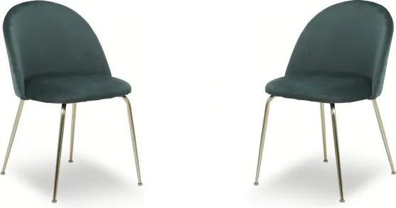 Sedia poltroncina in velluto Verde con gambe in metallo Oro - PARIS 2 sedie
