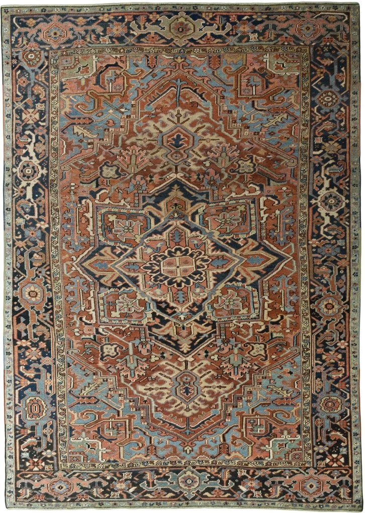 Heriz Tappeto persiano 350 x 250 Rosso (Iran) Annodato A Mano