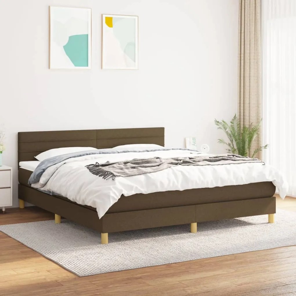 Giroletto A Molle Con Materasso Marrone Scuro 160x200cm Tessuto /