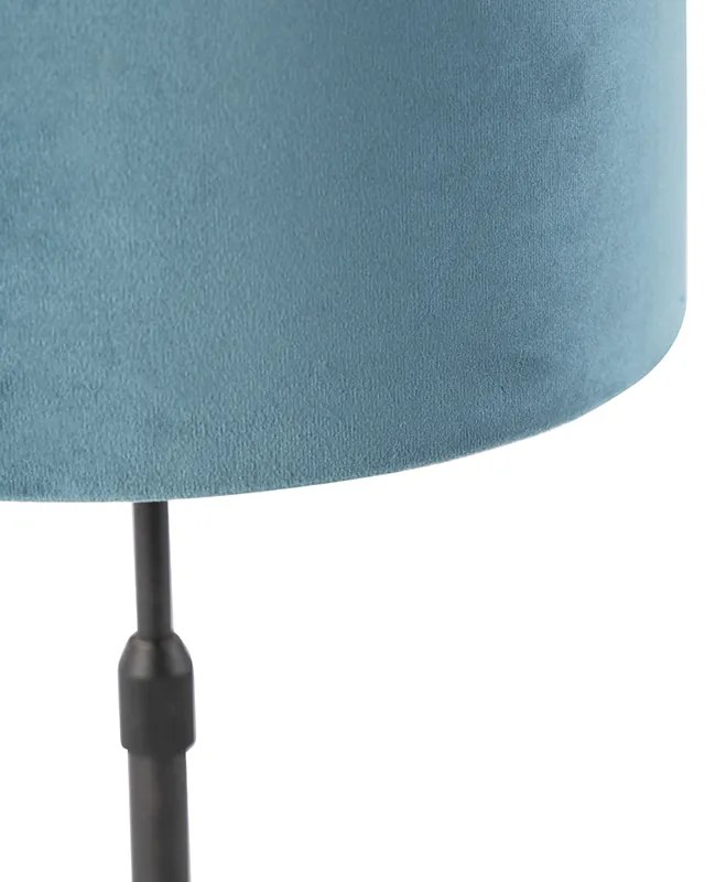 Lampada da tavolo nera con paralume in velluto blu con oro 25 cm - Parte