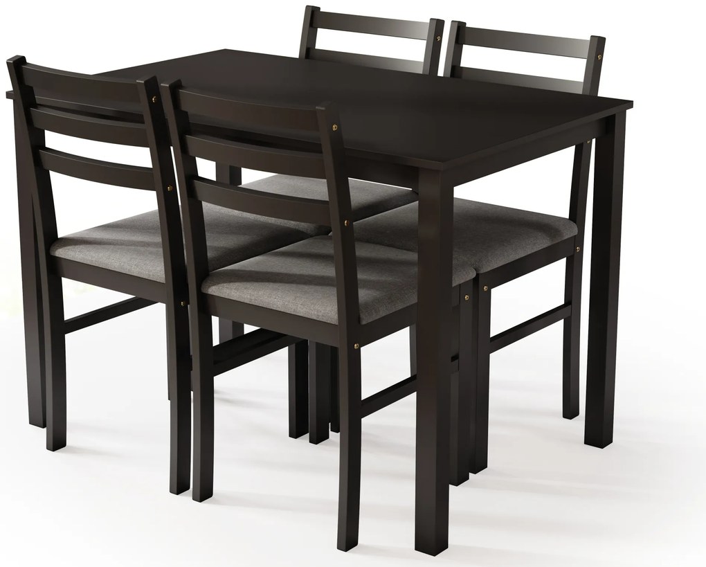 Set TORINO tavolo + 4 sedie Nero/Grigio Chiaro (tessuto Sawana 21) – SET IN LEGNO PER CUCINA/SALA DA PRANZO