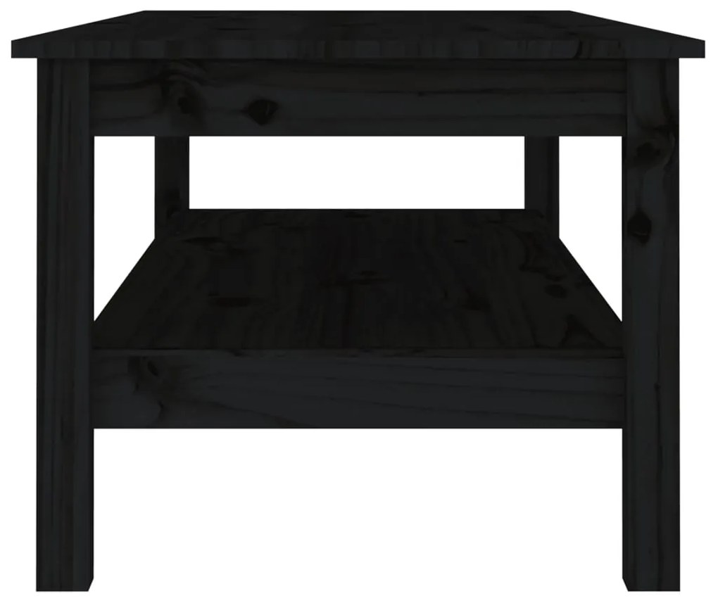 Tavolino da salotto nero 110x50x40 cm in legno massello di pino