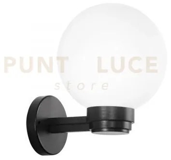 Applique polly sfera bianca montatura nera 1 luce attacco e27 ip44 ...