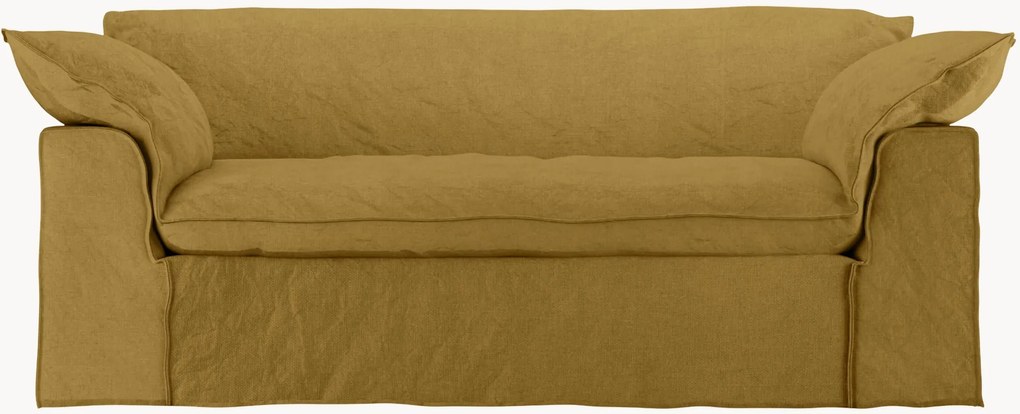 Divano 3 posti in lino color ocra bruciata Nomad, 204 cm