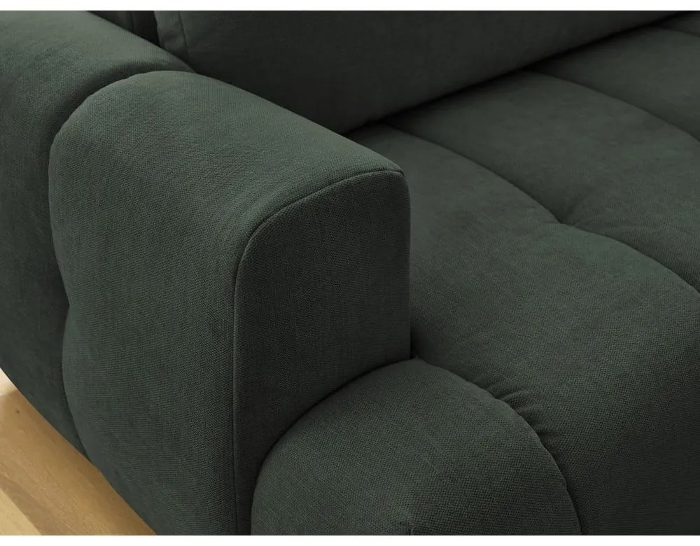 Divano angolare verde allungabile e con contenitore (penisola a destra/a L) con rivestimento in ciniglia Fuji – Bobochic Paris