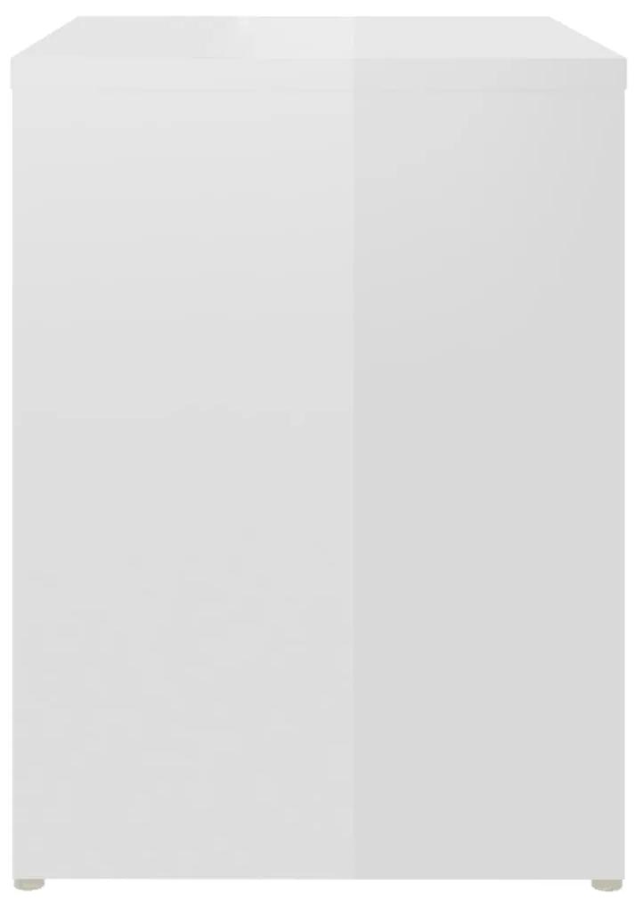 Comodino Bianco Lucido 40x30x40 cm in Legno Multistrato