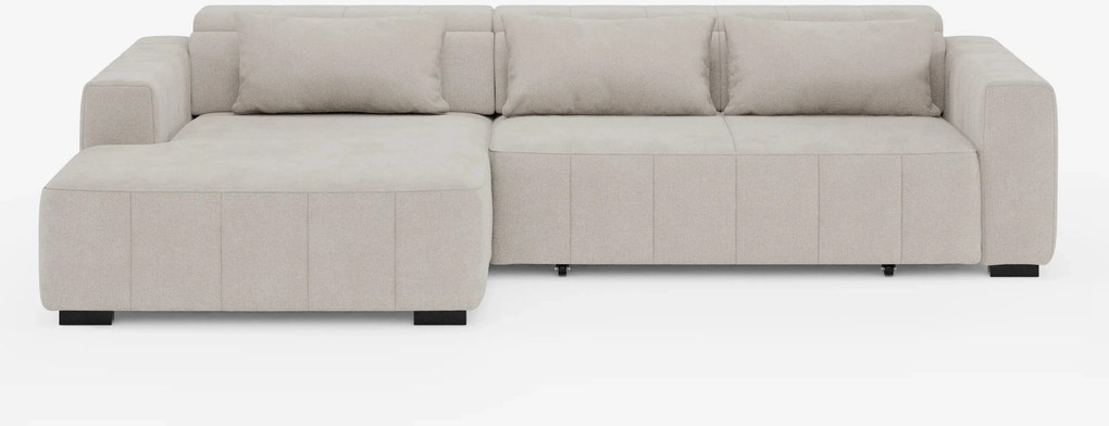 Doric Divano angolare con penisola e sedute allungabili con relax elettrico - poggiatesta reclinabili in tessuto smacchiabile T23