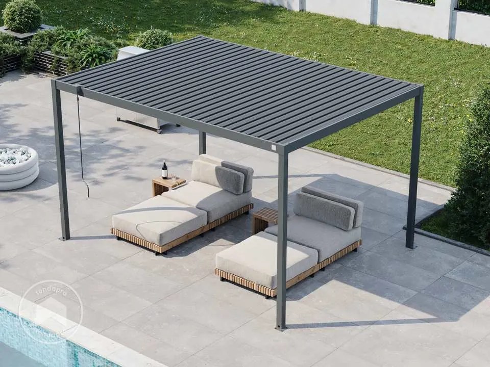 PRIMEYARD Pergola 3x4m, tetto lamellare, antracite - (GFPV01111)