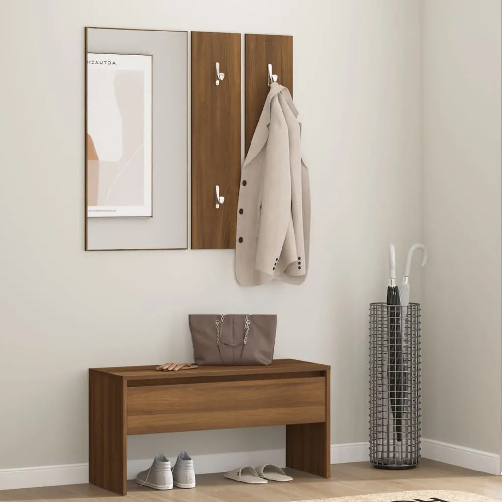 Set Di Mobili Da Corridoio Rovere Marrone İn Legno Multistrato /