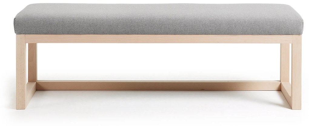 Kave Home - Panca Loya grigio in legno massiccio di faggio 128 cm