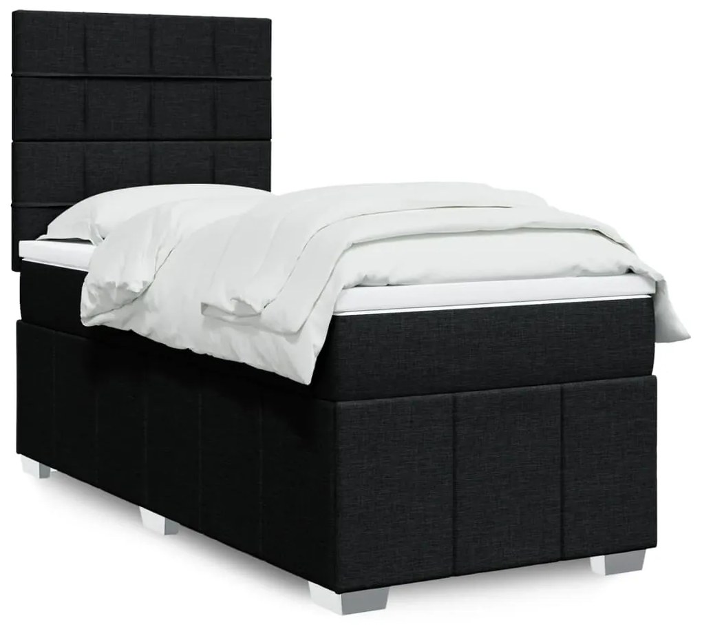 Giroletto A Molle Con Materasso Nero 100x200 Cm İn Tessuto /
