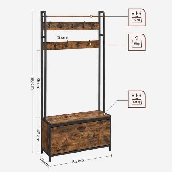 Appendiabiti a piantana NAVOR marrone/nero