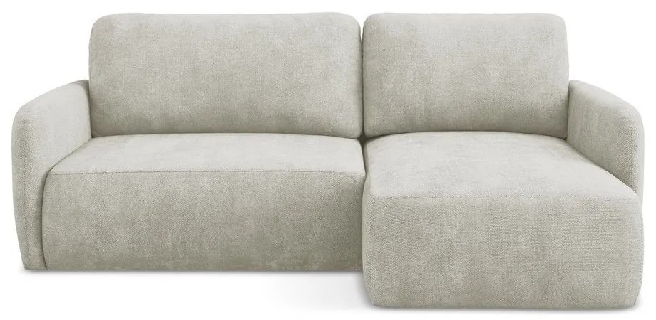 Divano angolare color crema allungabile/con contenitore (con penisola a destra/con chaise lounge) con rivestimento in ciniglia Lilo – Makamii