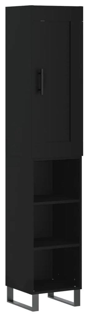 Credenza Nera 34,5x34x180 cm in Legno Multistrato