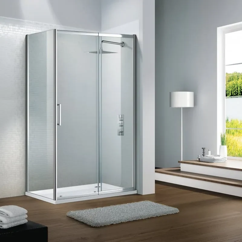 Porta doccia scorrevole Slimline L 120 x H 195cm, Sp. 6 mm in vetro profilo cromo
