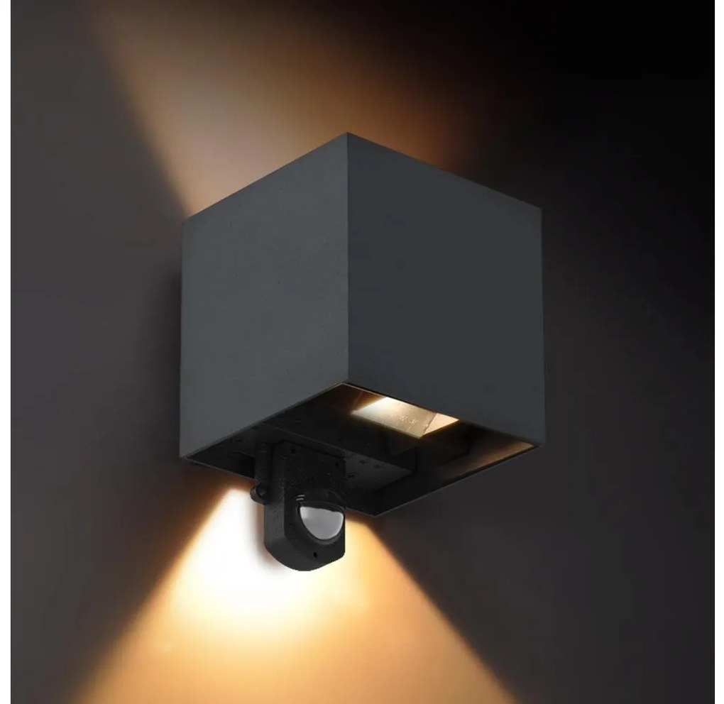 Brilagi - CUBE da esterno Muro Lampada con Sensor, LED/6W/230V, antracite