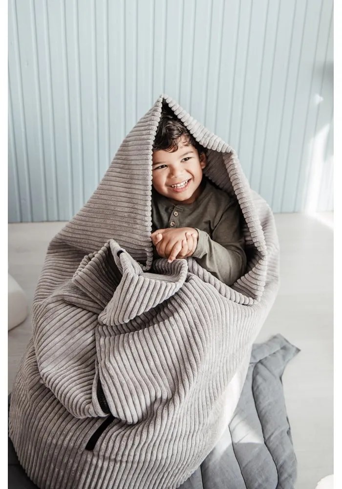 Pouf a sacco per bambini marrone scuro con rivestimento in velluto a coste Cocoon 100 – SLOWDOWN