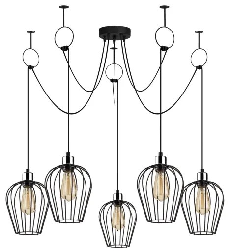Lampadario a sospensione con filo TEL 5xE27/40W/230V ragno
