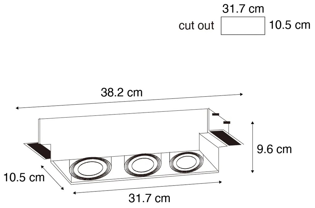 Set di 6 faretti da incasso bianchi GU10 AR70 Trimless 3 luci - Oneon