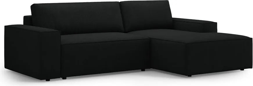 Divano letto angolare nero in tessuto bouclé (angolo destro) Jodie - Micadoni Home