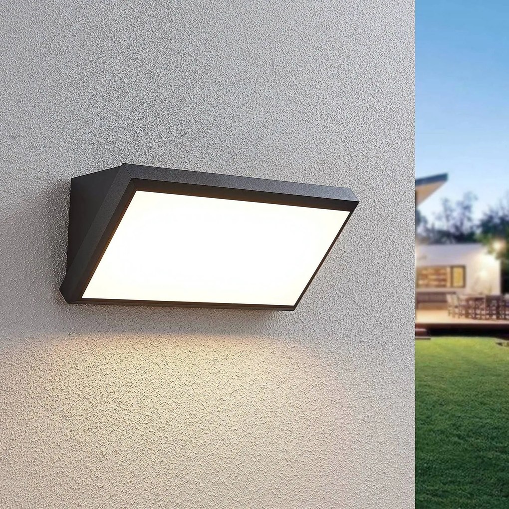 Lindby Applique da esterni LED Abby, grigio, plastica, IP65