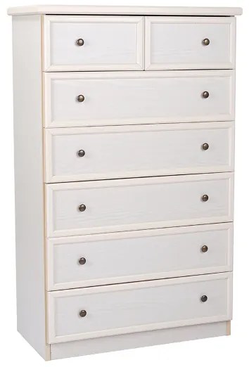 Cassettiera 6 cassetti in legno 80x125h cm patinata Panna