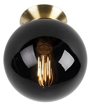 Plafoniera Art Déco ottone con vetro nero - Pallon
