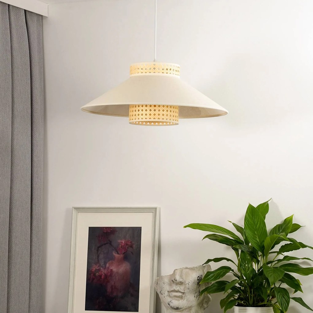 Euluna lampada a sospensione Cappello, beige, rattan naturale, Ø 45 cm