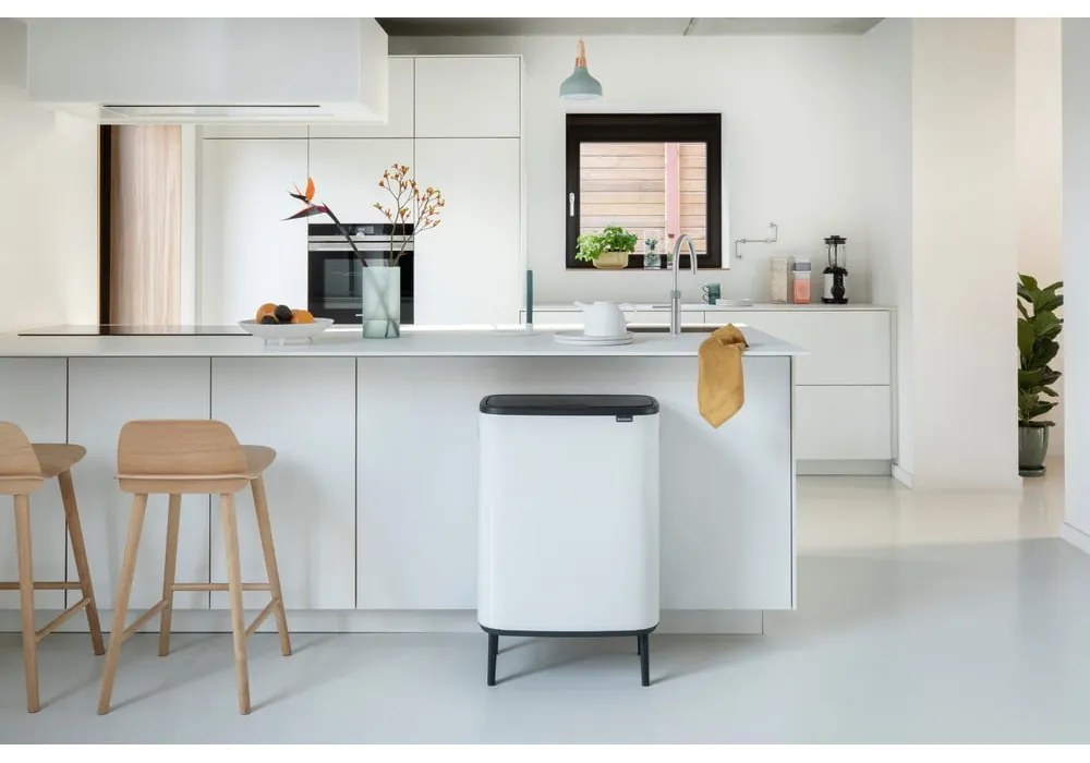Bidone per rifiuti in acciaio bianco touch 60 l Bo Touch Bin Hi - Brabantia