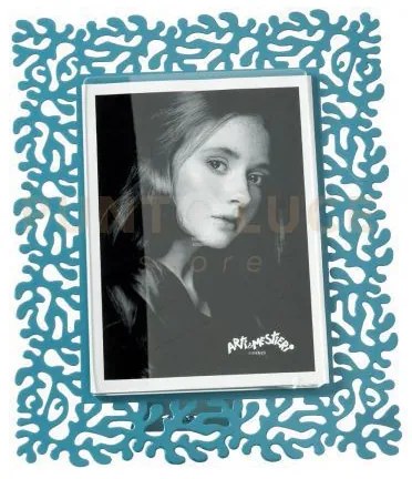 Portafoto di design corallo piccolo blu oltremare in ferro e polime...