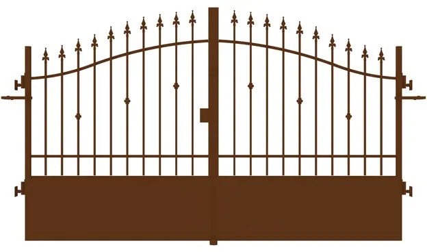 Cancello manuale battente Civetta in ferro, apertura centrale, L 308.5, H 150-180 cm, di colore ruggine