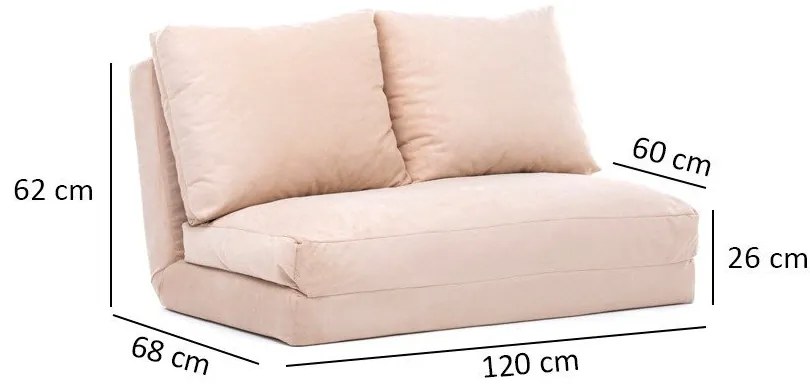 Divano letto crema 120 cm Taida - Balcab Home