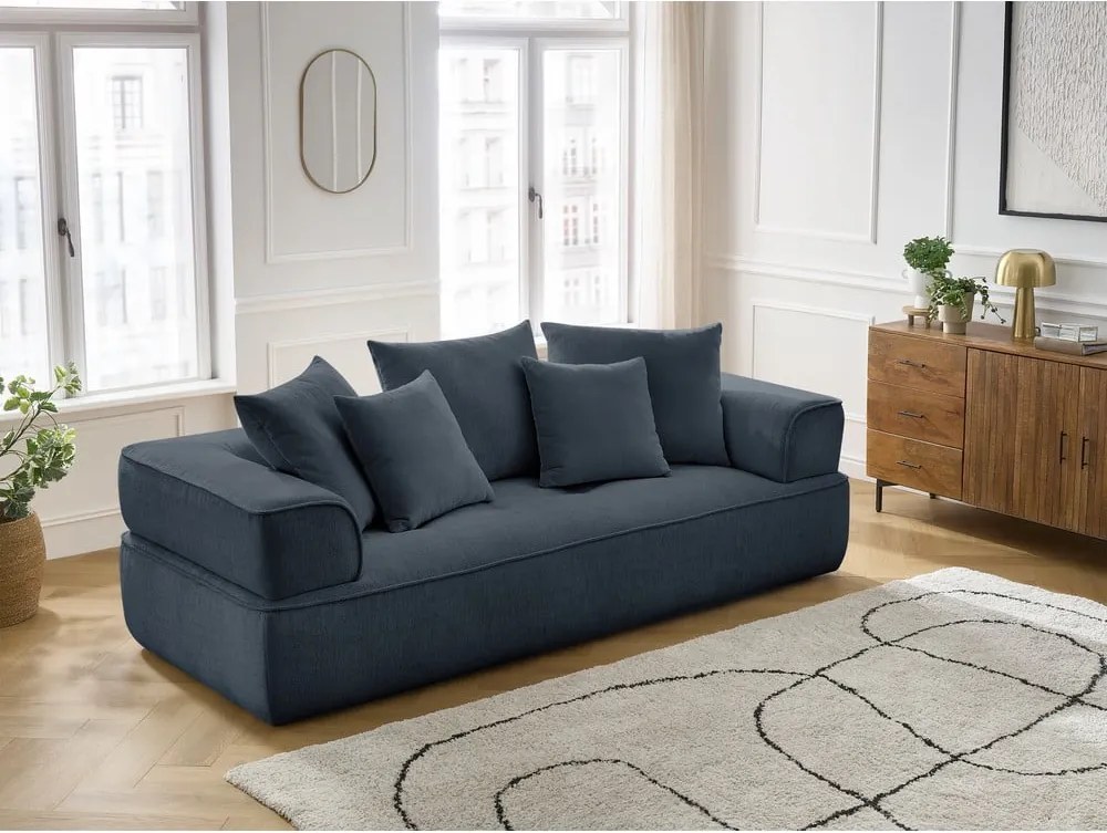 Divano blu scuro con rivestimento in ciniglia 237 cm Whesley – Bobochic Paris