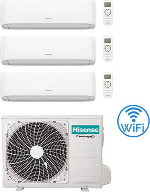 Climatizzatore Condizionatore Hisense Hi Comfort Wifi R32 Trial Split Inverter 9000 + 9000 + 12000 BTU con U.E. 3AMW52U4RJC Classe A++/A+