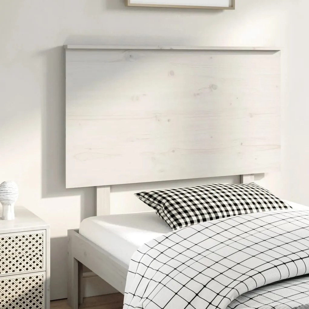 Testiera Per Letto Bianca 104x6x82,5 Cm Legno Massello Di Pino /