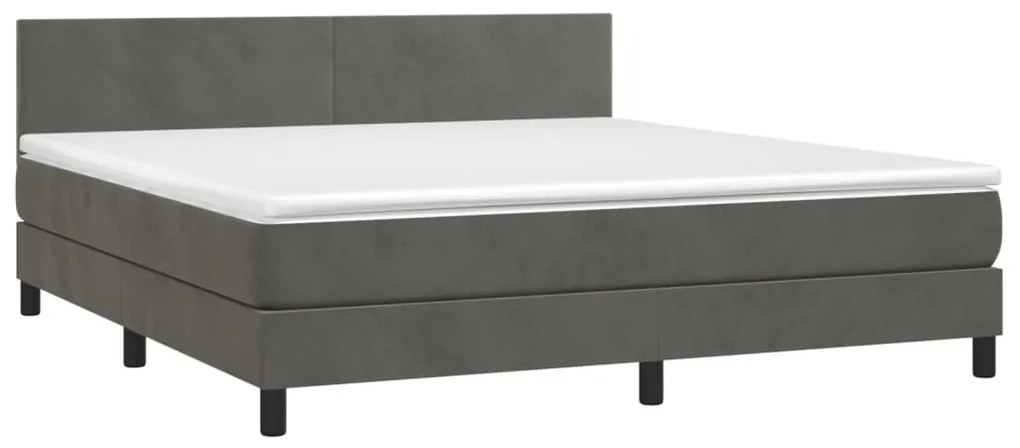 Letto a Molle con Materasso e LED Grigio Scuro 180x200 cm