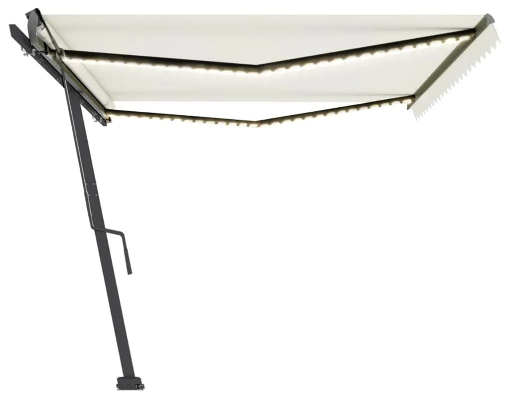 Tenda da Sole Retrattile Manuale con LED 500x300 cm Crema