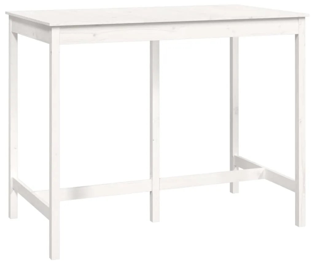 Tavolo da bar bianco 140x80x110 cm in legno massello di pino