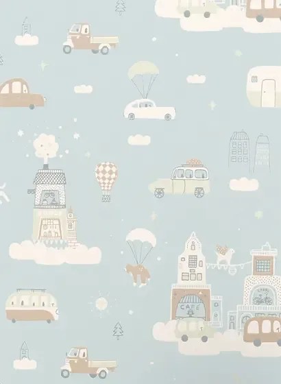 Majvillan Carta da parati Above the Clouds - Soft Blue