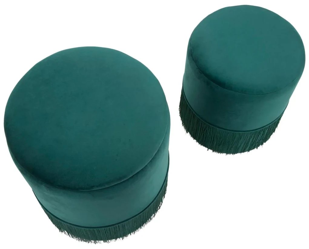 Set di 2 Pouf contenitore RADINKA in tessuto beige e grigio