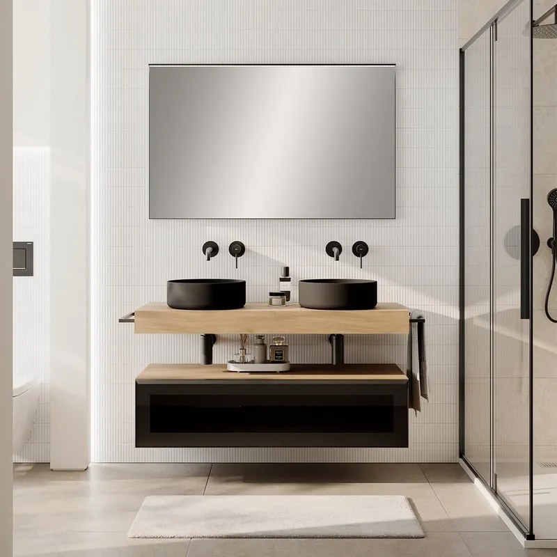 Mobile da bagno sotto lavabo Star con cassetto illuminato a LED grigio grafite L 120.3 x H 30 x P 46 cm 1 cassetto, lavabo non incluso